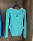 Square Neck Long Sleeve Sweaters