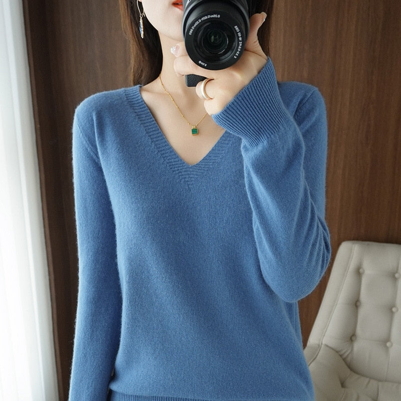 V-Neck Slim Fit Soft Sweaters