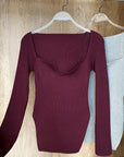 Square Neck Long Sleeve Sweaters