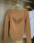 Square Neck Long Sleeve Sweaters