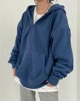 Solid Color Zip Up Oversized Hoodies