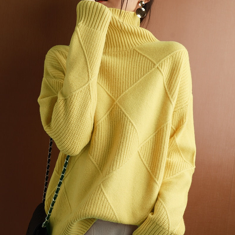 Turtleneck Solid Color Sweater