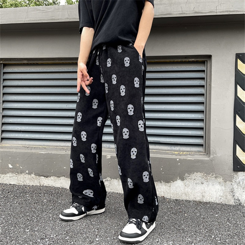 Printed Drawstring Baggy Pants