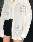 Summer Women's Face Printing Full Sleeve Long Shirts