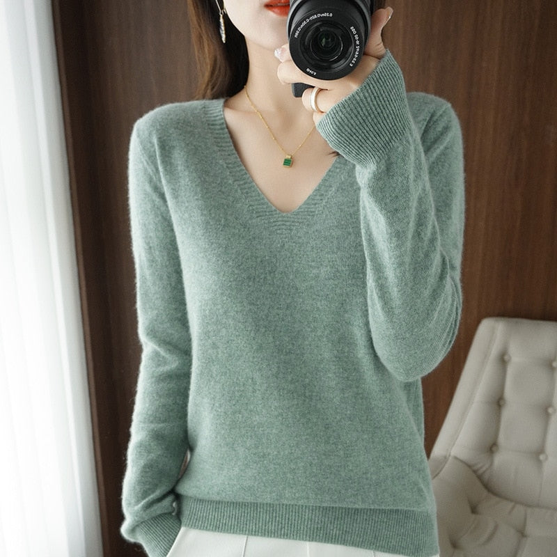 V-Neck Slim Fit Soft Sweaters