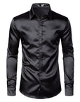 Men's Black Satin Luxury Dress Shirts