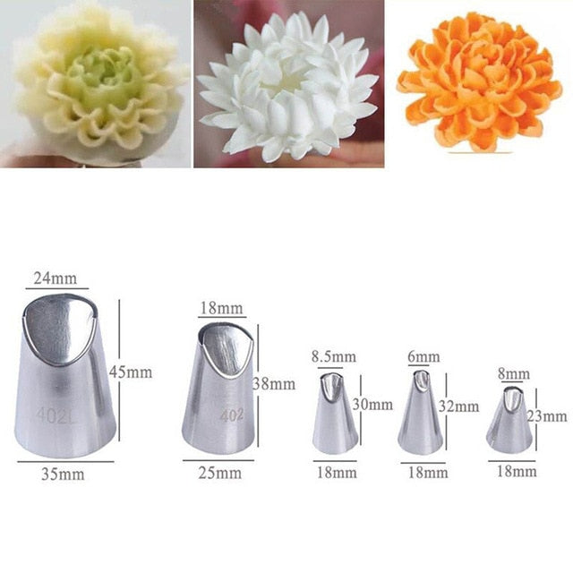 1/3/5/7pc/set of chrysanthemum Nozzle Icing Piping Pastry Nozzles