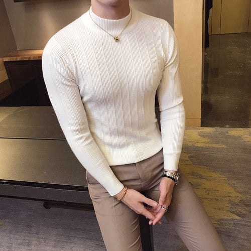 Casual striped solid color sweater