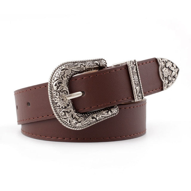 Black Leather Western Cowgirl Waist Belt