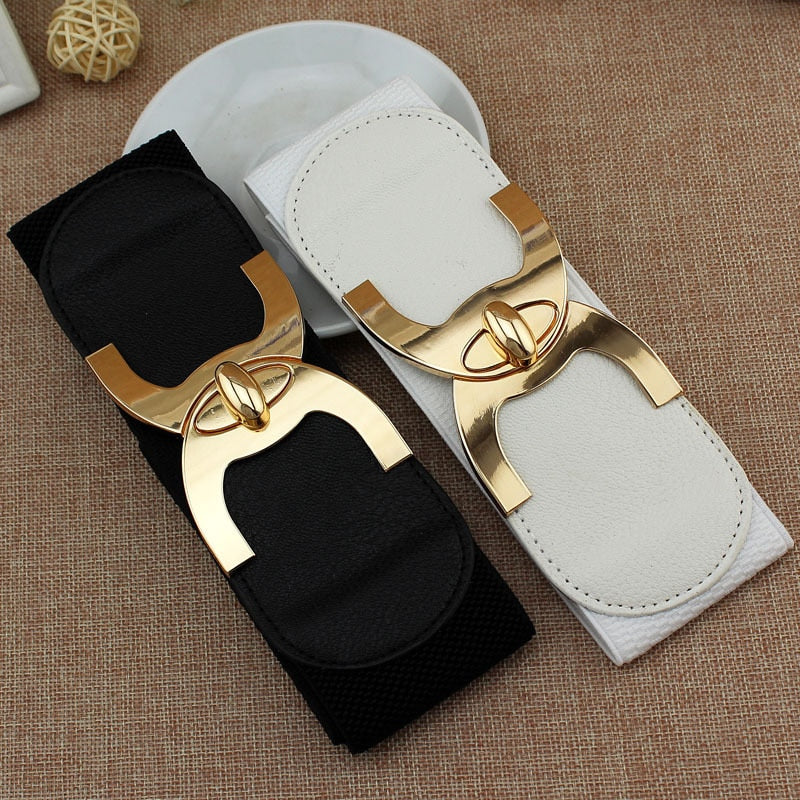 Fashion Korean Style Buckle Elastic Wide Belt