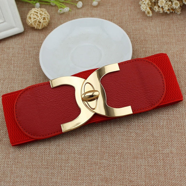 Fashion Korean Style Buckle Elastic Wide Belt