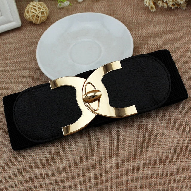 Fashion Korean Style Buckle Elastic Wide Belt