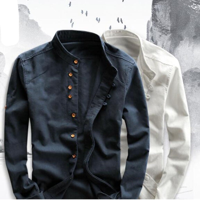 Casual Slim Mandarin Collar Shirts