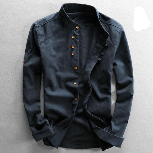 Casual Slim Mandarin Collar Shirts