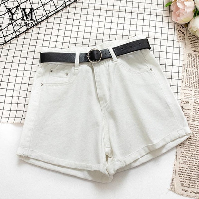 All Match Sashes Casual Women Denim Shorts