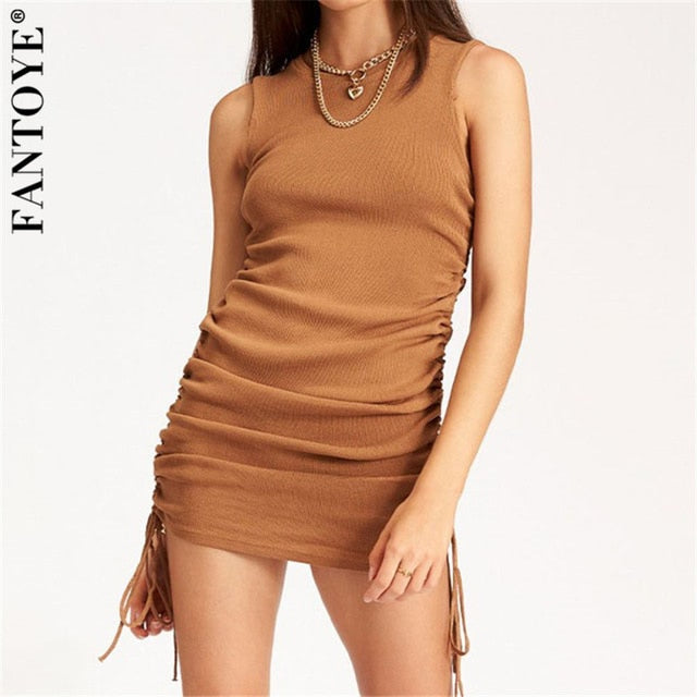 Women Sleeveless Elastic Mini Dress