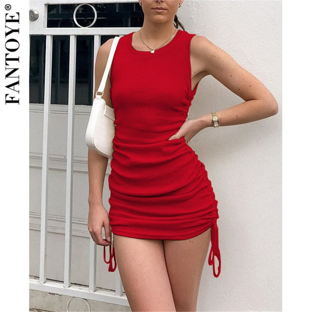 Women Sleeveless Elastic Mini Dress