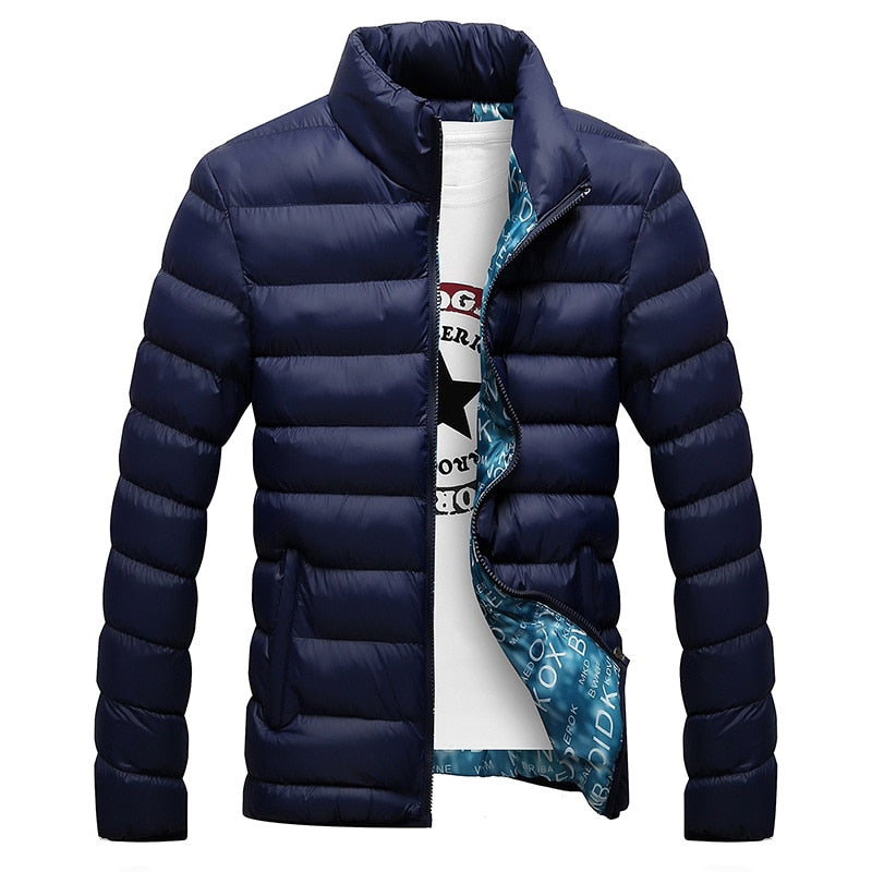 Fashion Stand Collar Male Parka Jacket