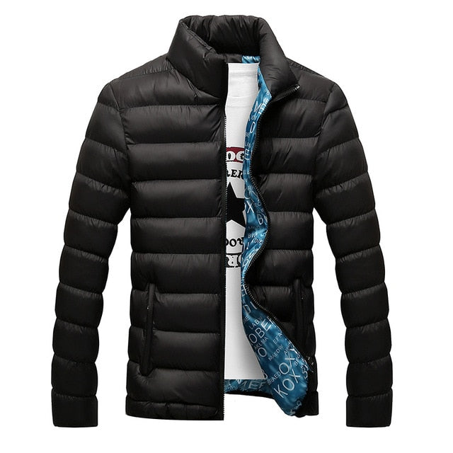 Fashion Stand Collar Male Parka Jacket