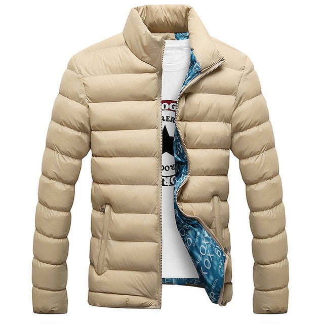 Fashion Stand Collar Male Parka Jacket