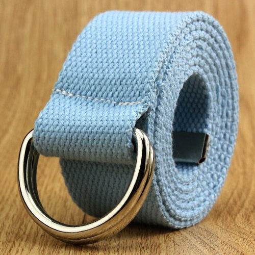 e Double D Ring Metal Buckle Belt