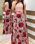 Vintage Floral Print O-Neck Long Dress