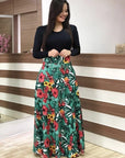 Vintage Floral Print O-Neck Long Dress