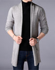 Men's Slim Long Solid Color Knitted Jacket