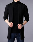 Men's Slim Long Solid Color Knitted Jacket