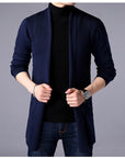 Men's Slim Long Solid Color Knitted Jacket