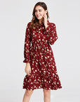 Women's Clothing Long Sleeve Chiffon Shirt Dresses