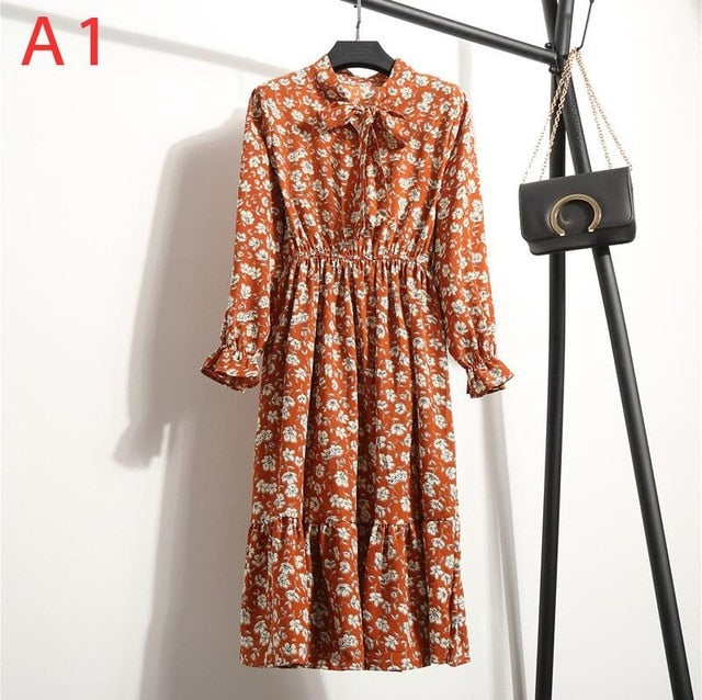 Women&#39;s Clothing Long Sleeve Chiffon Shirt Dresses