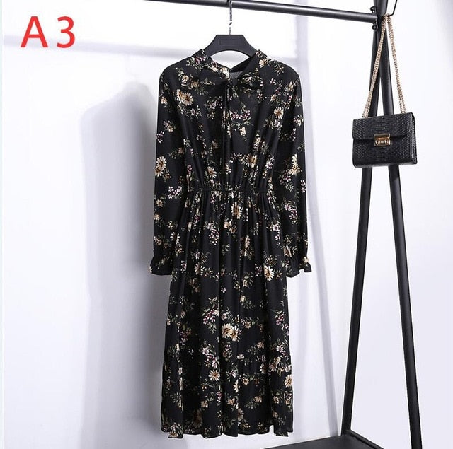 Women&#39;s Clothing Long Sleeve Chiffon Shirt Dresses