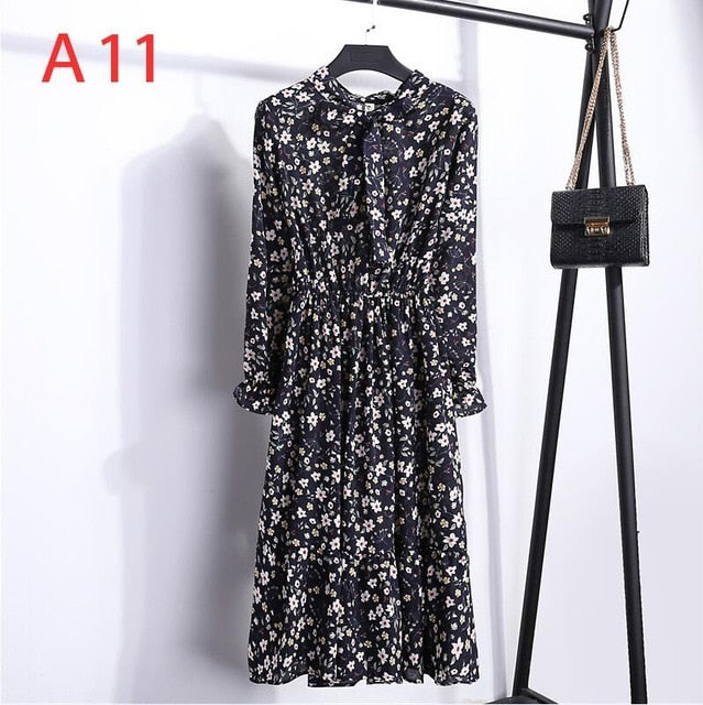 Women&#39;s Clothing Long Sleeve Chiffon Shirt Dresses