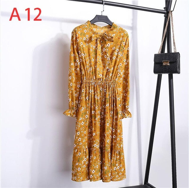 Women&#39;s Clothing Long Sleeve Chiffon Shirt Dresses