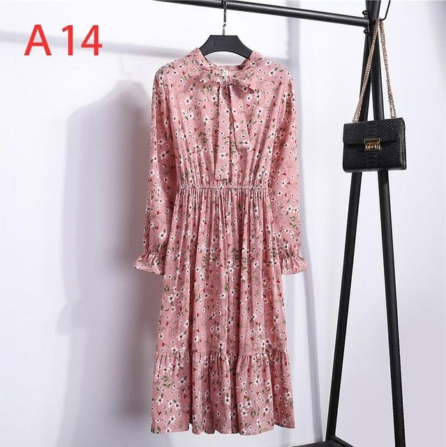 Women&#39;s Clothing Long Sleeve Chiffon Shirt Dresses