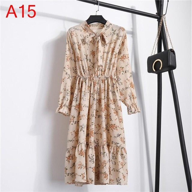 Women&#39;s Clothing Long Sleeve Chiffon Shirt Dresses