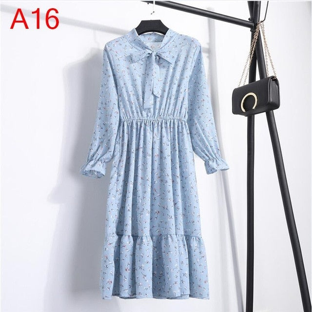 Women&#39;s Clothing Long Sleeve Chiffon Shirt Dresses