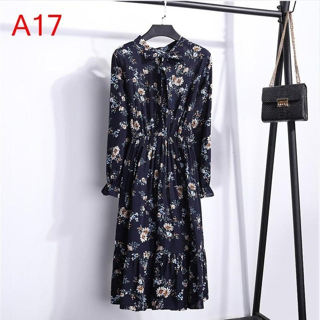 Women&#39;s Clothing Long Sleeve Chiffon Shirt Dresses