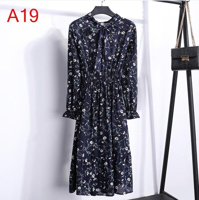 Women&#39;s Clothing Long Sleeve Chiffon Shirt Dresses