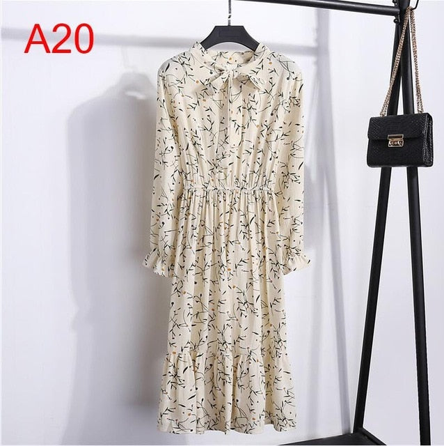 Women&#39;s Clothing Long Sleeve Chiffon Shirt Dresses