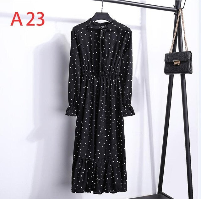 Women&#39;s Clothing Long Sleeve Chiffon Shirt Dresses