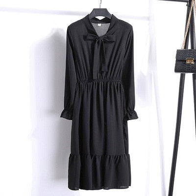 Women&#39;s Clothing Long Sleeve Chiffon Shirt Dresses