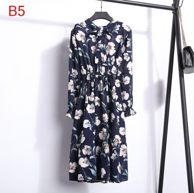 Women&#39;s Clothing Long Sleeve Chiffon Shirt Dresses