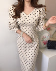 Dot Print A-Line Party Corduroy Dresses