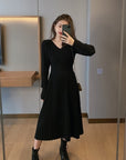 Long Sleeve Vintage Elegant Office Sweater Dress