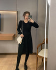 Long Sleeve Vintage Elegant Office Sweater Dress