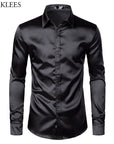 Men's Black Satin Luxury Dress Shirts