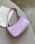 Soft PU Leather Women Purple Underarm Bag