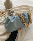 Solid Color Pleated Tote Bag